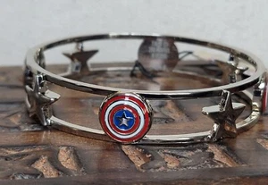 Marvel Avengers Captain America Silver Bangle Bracelet New With Tags (NWT) - Picture 1 of 6