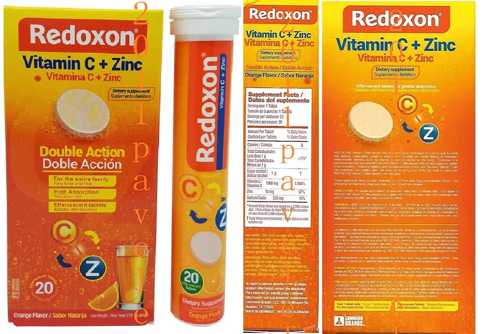 Vitamina C Redoxon con Zinc Efervescente Sabor Naranja, 20 Ct, 2,82 Oz / 80 gr. Foto 1 de 2