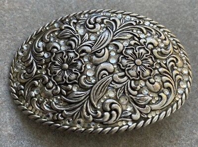 Patrón de remolino de flores Western Nocona - Hebilla de cinturón ovalada acentuada con diamantes de imitación Foto 1 de 4