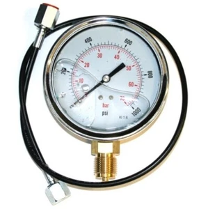 2 METRE HYDRAULIC HOSE TEST POINT & 100MM 0-400 PSI GAUGE ZZ003664 FREE P&P - Picture 1 of 3