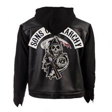 Sons of Anarchy Motorcycle Hooded Leather Jacket | SOA Jacket For Bikers Gang
