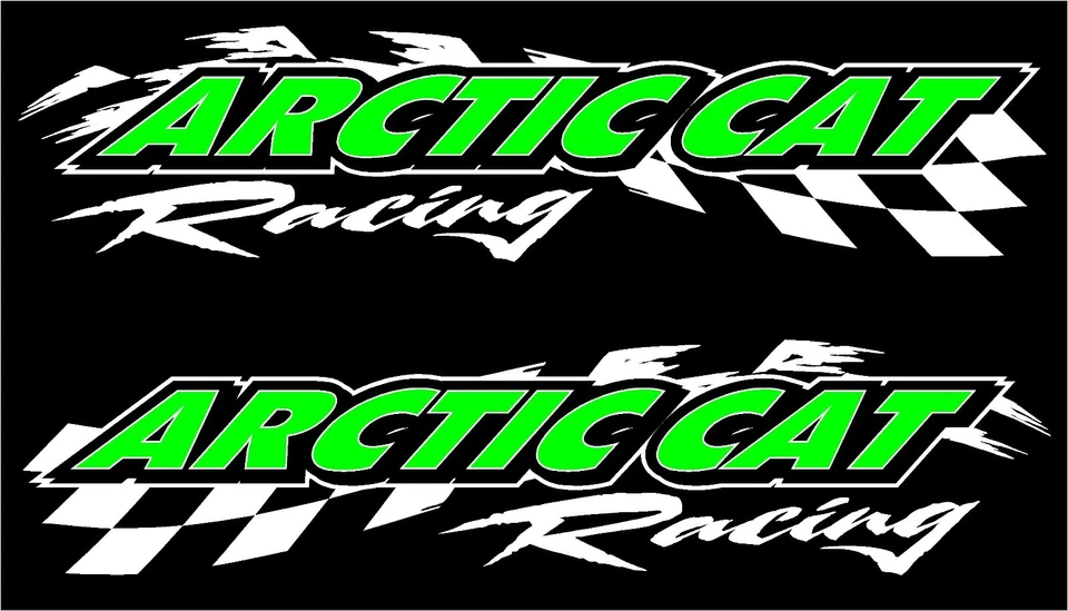 Arctic cat racing checker snowmobile 2 sticker decal set 5" x 22" white Foto 1 de 1