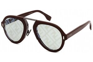 FENDI FF M0104/S LHF RX Sunglasses Bordeaux Frame Green Silver Decor Lens 53mm