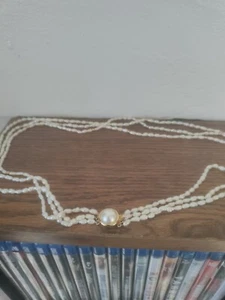  24 Zoll Süßwasser Reis Perlen Halskette (14K vergoldete Perlen, Perle Herzstück) - Bild 1 von 8