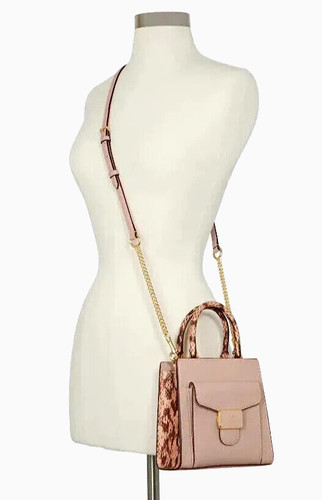 Nuovo Coach C6779 Mini Pepe A Tracolla Ciottoli e Pelle In rilievo Rosa Conchiglia