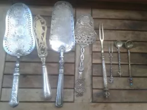 Konvolut:Teilweise ECHT-Silber*Tortenheber*Fischheber*Fleischgabel*Zuckerlöffel - Bild 1 von 12