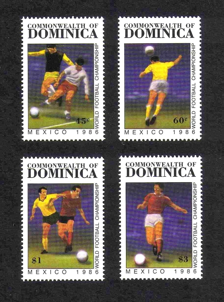 Dominica 1986 World Cup Football complete set of 4 values (SG 1022-1025) MNH - Image 1 of 1