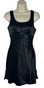 Mini Vestido de Cóctel Vintage Negro Satinado Sin Mangas Edición Tardía Talla 4 - Imagen 1 de 10