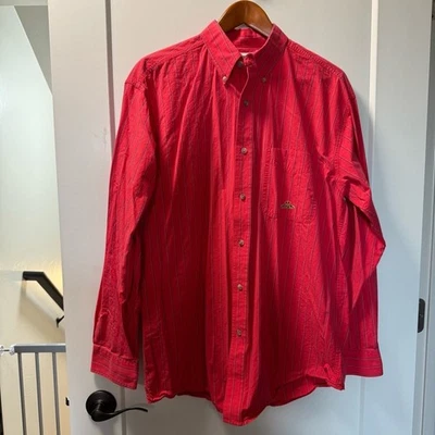 Camisa Occidental Wrangler Riata Rosa Coral Rayas Brillantes Manga Larga Con Botones M Foto 1 de 4