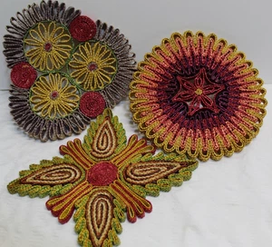 Vintage Raffia Stroh Korb Rattan Untersetzer Warm Pad Wanddeko Boho Menge 3 Farben - Bild 1 von 1