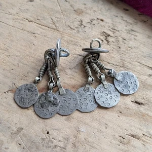 Paar Vintage Kaschmir Knopf Anhänger Unikat Tribal Schmuck Focals (19469) - Bild 1 von 4