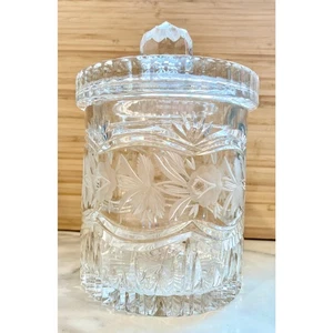 Vintage Cut Crystal Biscuit Jar w/ Lid - Crystal Clear Industries - 8" Tall  - Picture 1 of 8
