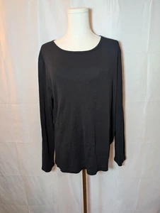 Liz Claiborne Women's Black Long Sleeve Cotton Top XL Excellent Condition - Picture 1 of 7