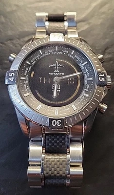 ESQ Movado Aerodyne Swiss Made Stainless Steel Watch Ana-Digi GMT ASL01 E5443 - Image 1 of 4