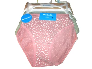 COLUMBIA Ladies 5 Pk Brief Panties-Sz L Underwear-NWT-COTTON/SPANDEX-Multicolor - Picture 1 of 11