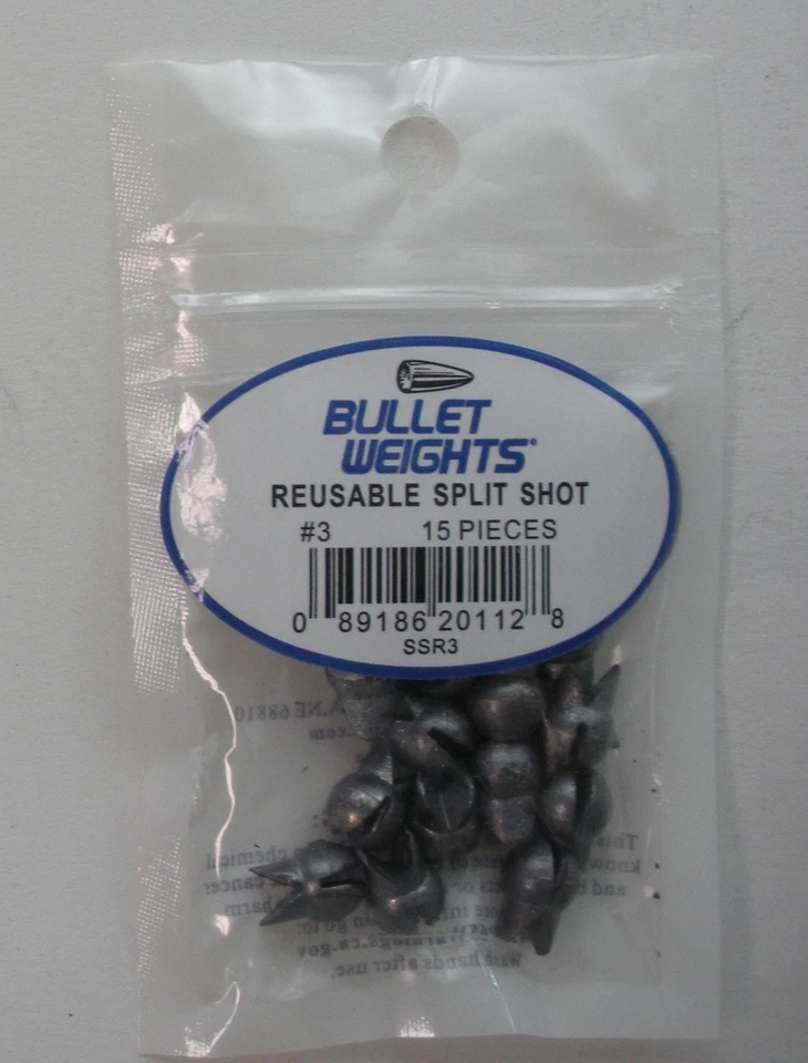 Bullet Weights SSR3 REUSE Split-shot Sz3 Ziplock 15 per Bag