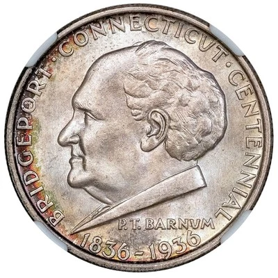 1936 Bridgeport, Connecticut Silver Commemorative Half Dollar - NGC MS 67 - Image 1 of 4