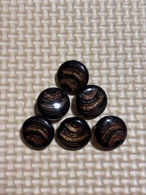 Showa Retro Resin Buttons, Geological Pattern, Gold Plated, 15mm, 6 pcs, Vintag - Image 1 of 3