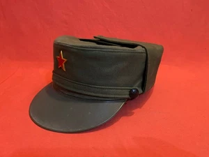 VINTAGE COMMUNIST ERA SOLDIER HAT CAP WITH RED STAR PARTISAN SUMMER HAT ARMY - Picture 1 of 10
