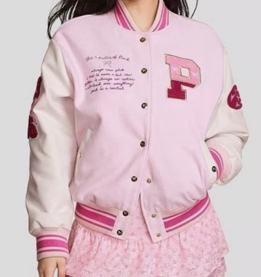 Victoria's Secret, M, розовый X LoveShackFancy переиздан бойфренд Varsity куртка  - Изображение 1 из 4