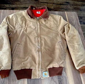 Vintage 2000s Carhartt Santa Fe Western Jacket Red Quilt Lined Large Brown - Picture 1 of 13