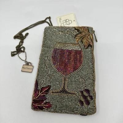 New W Tags Mary Frances Wine Time Crossbody Phone Bag Boho Beaded Beadwork - Image 1 of 4