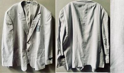 STAFFORD LINEN/COTTON LT.GREY HOUNDSTOOTH BIG&TALL BLAZER MENS SIZE 60 BGRG~NWT - Image 1 of 4