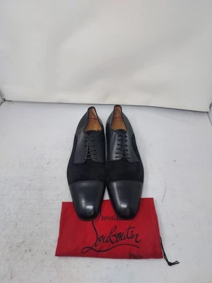 Zapato Christian Louboutin EU 46.5 US 13.5 Cuero Negro Gamuza Daviol Derby PARA HOMBRES Foto 1 de 4
