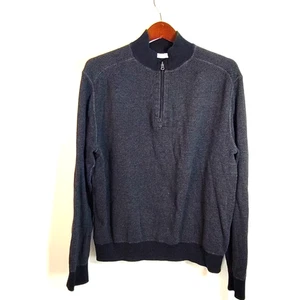 Alex Cannon Herren M 1/4 Zip Pullover Mock Neck grau Fischgrät Langarm Ellenbogen - Bild 1 von 13