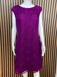Lauren Ralph Lauren Women's Dress Sheath Lace Party Cocktail 16 Purple Floral - Picture 1 of 10