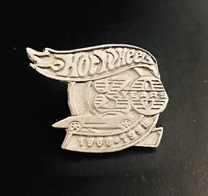 Pewter HOT WHEELS Car 30 Years Anniversary 1968-1998 Silver Metal Lapel Hat Pin - Picture 1 of 1
