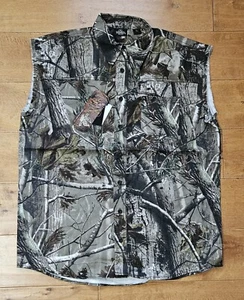 RedHead Sleeveless Real Tree Camo Shirt Large Button Up - Picture 1 of 5