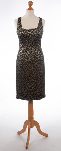 Michael Kors Cocktail Dress Leopard Print Metallic Black and G UK 8