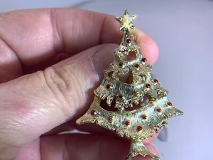 Broche prendedor vintage dorado GERRYS con puntos esmaltados multicolores árbol de Navidad V-7590* - Imagen 1 de 4