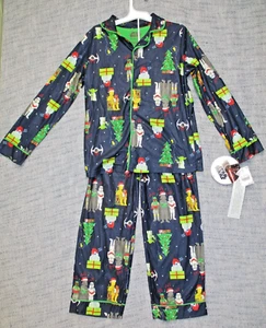 Star Wars Mandalorian Christmas Flannel Pajama Set Button-Down Size Small 6-7 - Picture 1 of 7