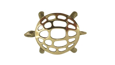 Sottopentola in ottone lucido tartaruga poggia pentola centrotavola cucina casa - Immagine 1 di 3