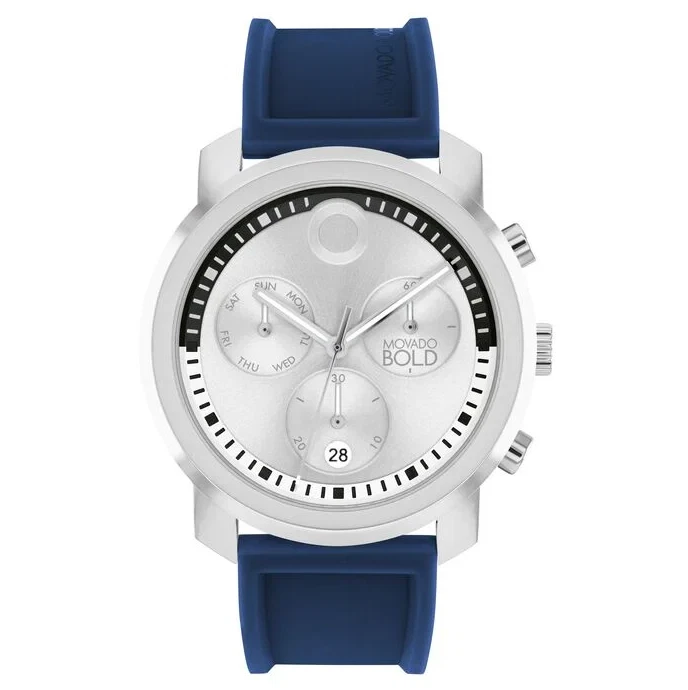 RELOJ PARA HOMBRES MOVADO 3601048 TREND PROPEL CRONÓGRAFO ESFERA PLATEADA SILICONA AZUL Foto 1 de 4