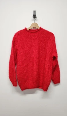 Vintage United Colors Of Benetton Mohair/Nylon Wool Knit Red Sweater, Size 44 - Image 1 of 4