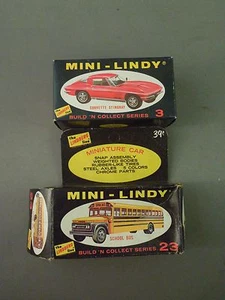 Vintage Lindberg Line Miniature Cars #3 Corvette Stingray & #23 School Bus Boxes - Picture 1 of 9