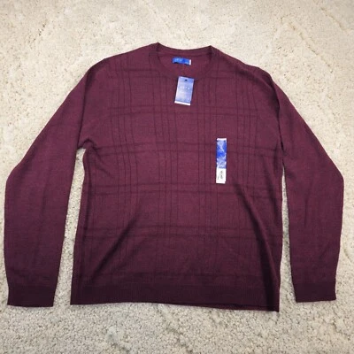 APT 9 Standard Fit Merino Blend Crewneck Sweater Size Large Modern Luxe Maroon - Image 1 of 4