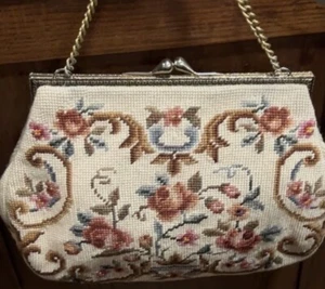 VINTAGE CHRISTINE INDIVIDUELLE TASCHEN Detroit Nadelspitze Rosen & MÜNZBÖRSE SIGNIERT CCB6 - Bild 1 von 18
