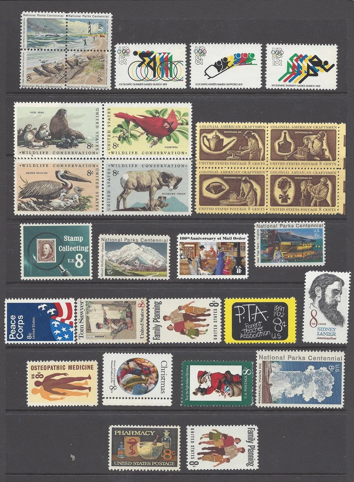 U.S. 1972 Commemorative Year Set 29 MNH Stamps - Image 1 of 1