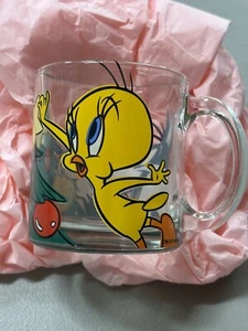 1995 Looney Tunes Warner Bros Holiday Tweety Sylvester Glas Becher Tasse Made in USA - Bild 1 von 5