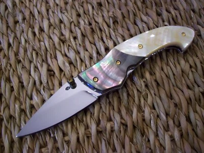 CUSTOM THAILAND KNIFE / GOLD MOTHER OF PEARL / BLACK PEARL / NEW 2017 - Image 1 of 4