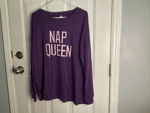 Nap Queen Shirt Long Sleeve Jersey Material Size X-Large Plum Color - Picture 1 of 6