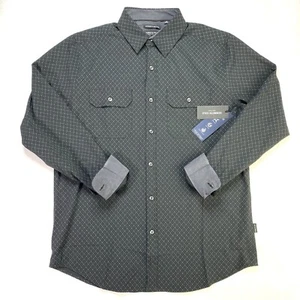 Kenneth Cole NY Techni-Cole M Slim Fit Button Up Shirt Mobility Woven Black - Picture 1 of 14