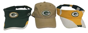 Lot Of Green Bay Packers Hat (L) & 2 Visor Hats Adjustable Excellent Condition - Picture 1 of 11