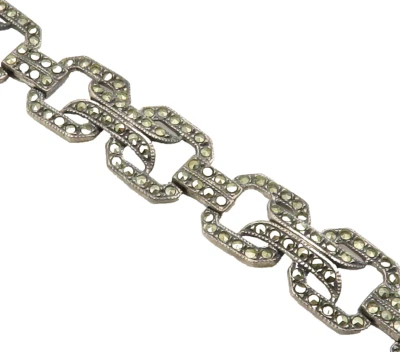 JUDITH JACK 925 Sterling Silver  Vintage Marcasite Chain Bracelet  BT5852 - Image 1 of 4