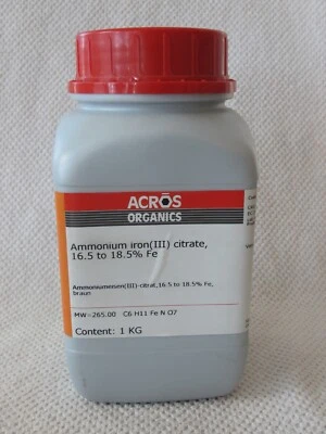 Ammonium iron(III) citrate, 16.5 to 18.5% Fe ACROS Organics Chemical Powder 1 kg - Image 1 of 3