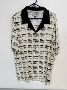 Bogey Boys Shirt Mens Medium All Over Print Collar Bowling Short Sleeve Golf - Picture 1 of 4